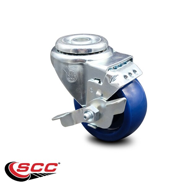 Service Caster 3 Inch Solid Polyurethane Wheel Swivel Bolt Hole Caster with Brake SCC SCC-BH20S314-SPUS-TLB - main